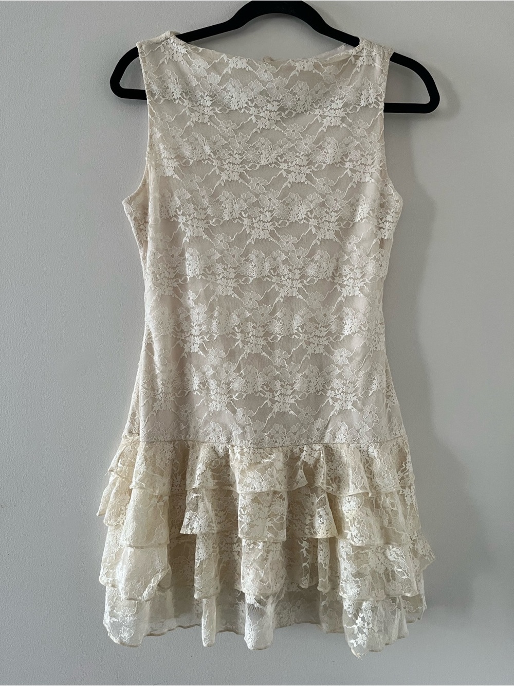 Ivory Cream Lace Mini Dress Romper Medium Built in Shorts Balletcore Coquette